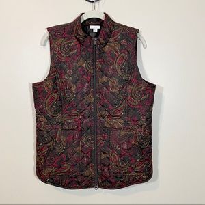 J Jill Puff Quilted Vest Paisley Fall Colors MP